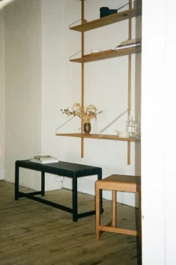 Frama Low Stool 01, warm brown wood