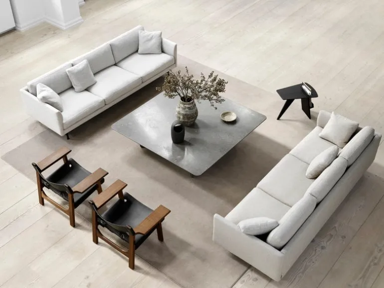 Fredericia Calmo 80 sofa, 3-seater, Ruskin 10 - black steel