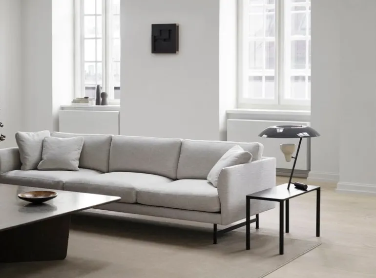 Fredericia Calmo 80 sofa, 3-seater, Ruskin 10 - black steel