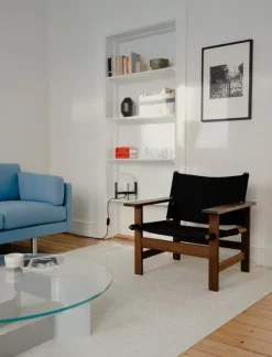 Fredericia Canvas chair w. seat cushion, oiled smoked oak - black canvas