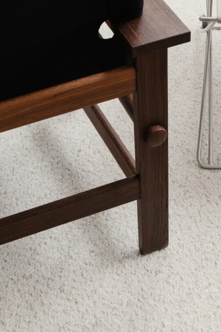 Fredericia Canvas chair w. seat cushion, oiled smoked oak - black canvas