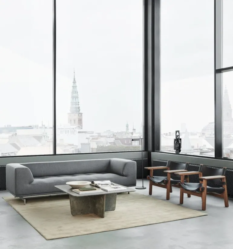Fredericia Delphi 3-seater sofa, brushed aluminium - grey Bardal 220