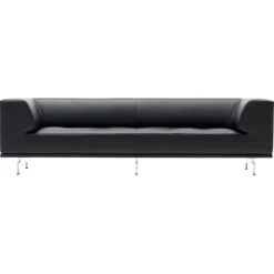 Fredericia Delphi 3-seater sofa, brushed aluminium - black leather Max 98