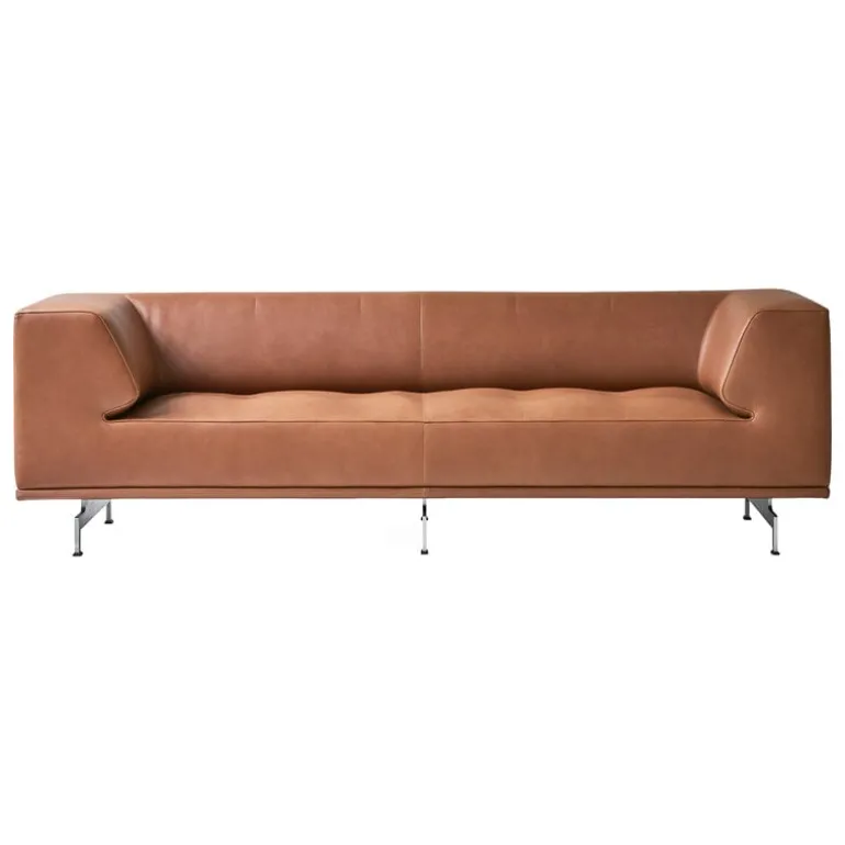 Fredericia Delphi 2-seater sofa, brushed aluminium - cognac leather Max 95