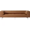 Fredericia Delphi 3-seater sofa, brushed aluminium - brown leather Max 91