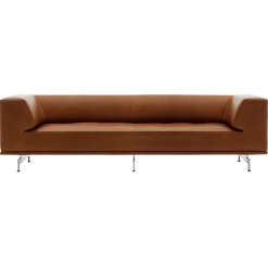 Fredericia Delphi 3-seater sofa, brushed aluminium - cognac leather Max 95