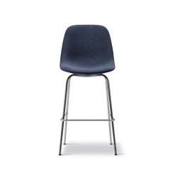 Fredericia Eyes 4 Leg bar chair, brushed chrome - black