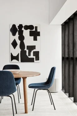 Fredericia Eyes 4 Leg chair, brushed chrome - black