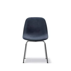 Fredericia Eyes 4 Leg chair, brushed chrome - black