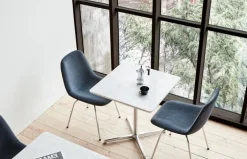 Fredericia Eyes 4 Leg chair, brushed chrome - black