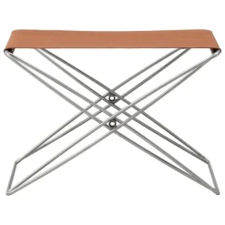 Fredericia JG folding stool, brushed steel - cognac leather