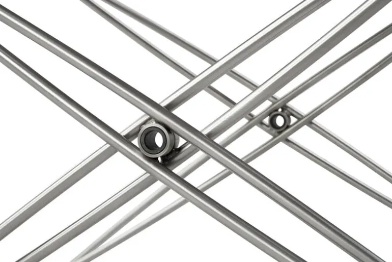 Fredericia JG folding stool, brushed steel - cognac leather