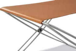 Fredericia JG folding stool, brushed steel - cognac leather