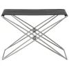 Fredericia JG folding stool, brushed steel - black leather