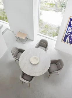 Fredericia JG folding stool, brushed steel - natural leather