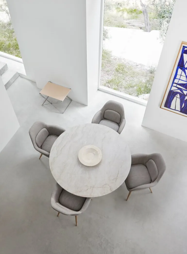 Fredericia JG folding stool, brushed steel - natural leather