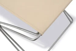 Fredericia JG folding stool, brushed steel - natural leather
