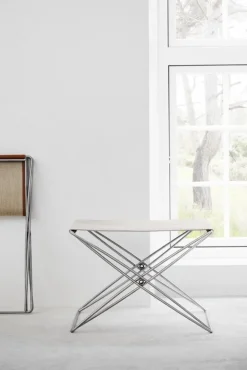 Fredericia JG folding stool, brushed steel - natural canvas