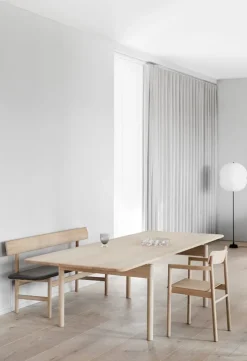 Fredericia Mogensen 3171 bench, soaped oak - black leather