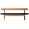 Fredericia Mogensen 3171 bench, oiled oak - black leather