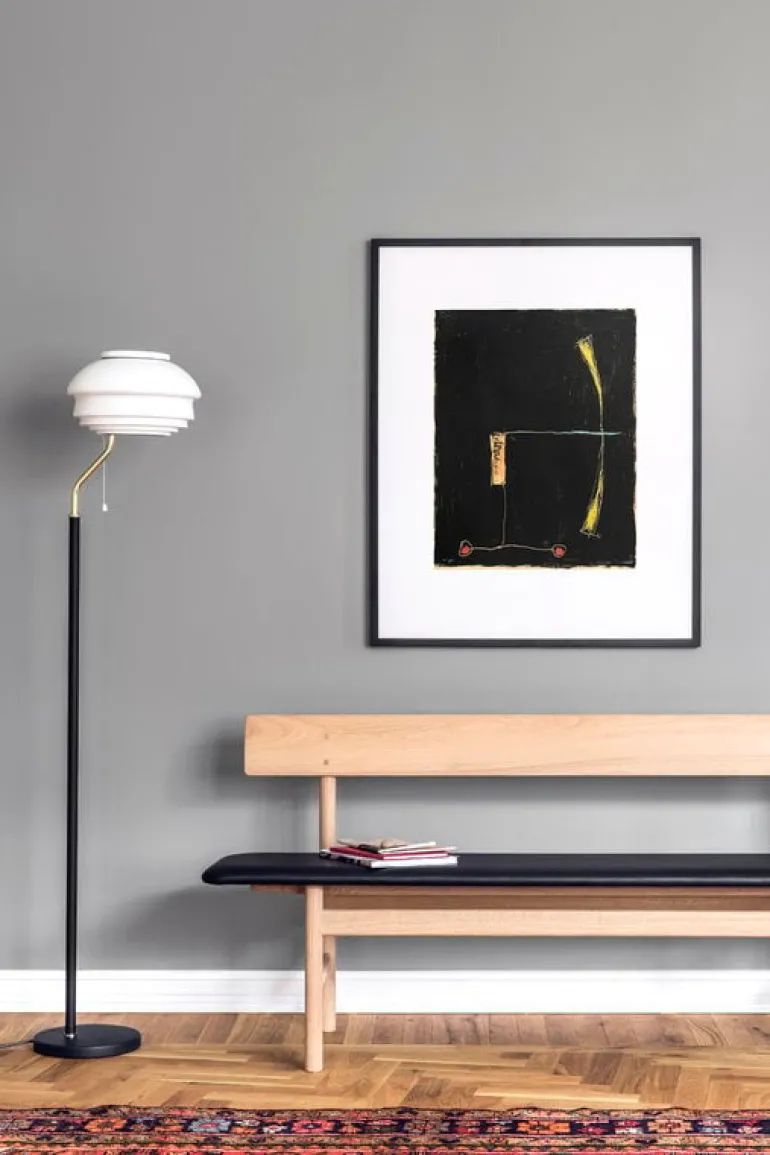 Fredericia Mogensen 3171 bench, oiled oak - black leather