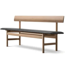 Fredericia Mogensen 3171 bench, oiled oak - black leather