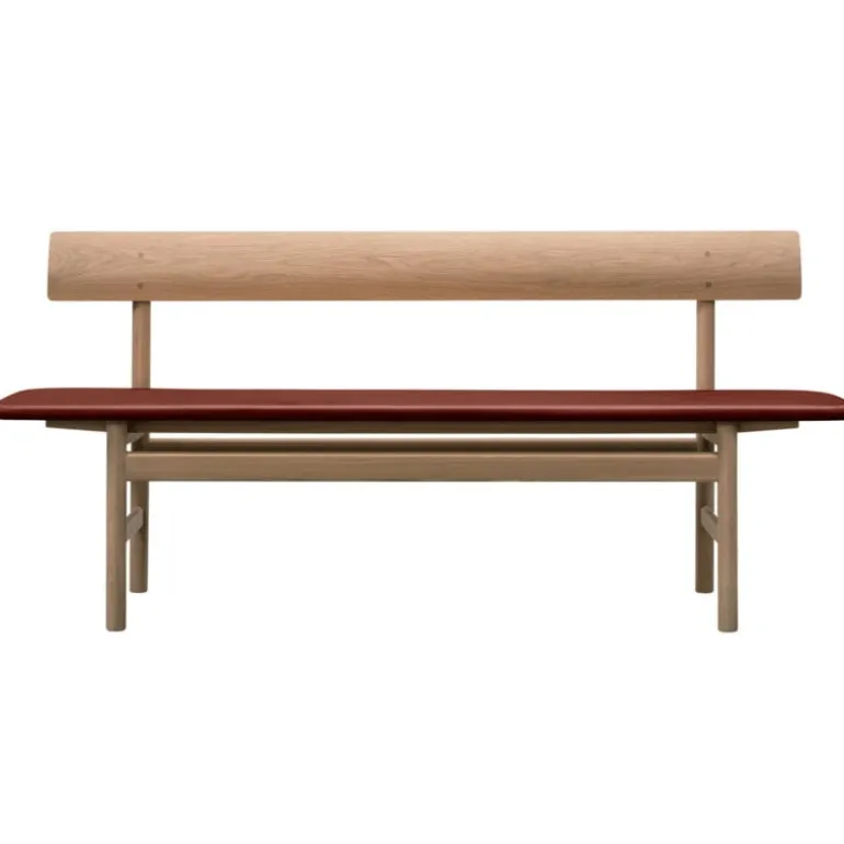 Fredericia Mogensen 3171 bench, oiled oak - burnt sienna leather leather