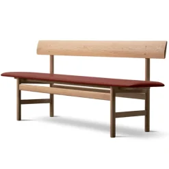 Fredericia Mogensen 3171 bench, oiled oak - burnt sienna leather leather