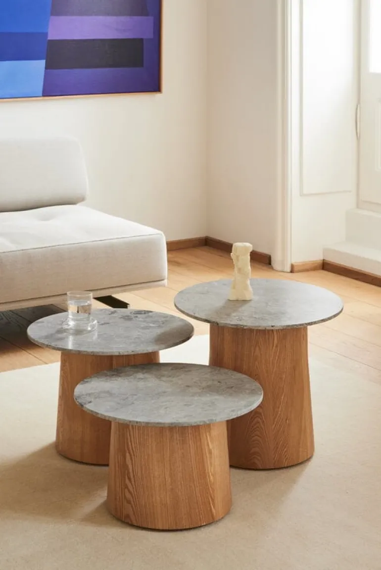 Fredericia Niveau coffee table, 61 cm, oiled ash - tundra grey