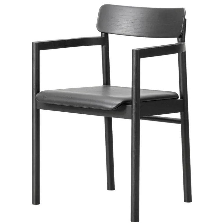 Fredericia Post armchair, black lacquered oak - black leather