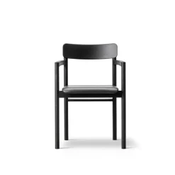 Fredericia Post armchair, black lacquered oak - black leather