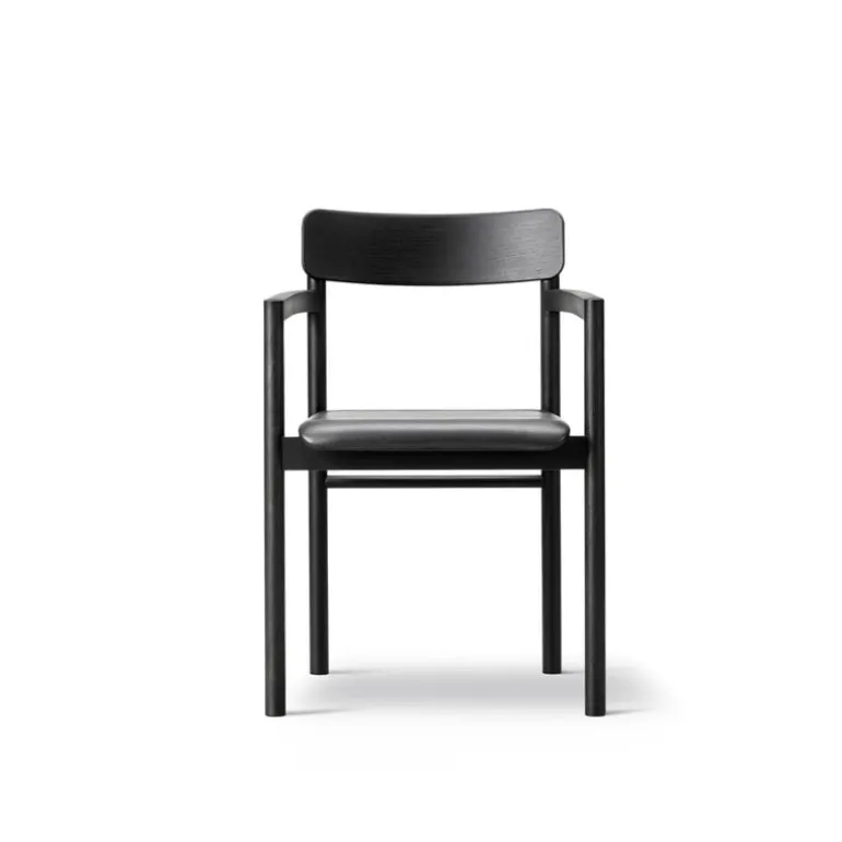 Fredericia Post armchair, black lacquered oak - black leather