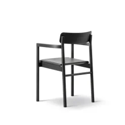 Fredericia Post armchair, black lacquered oak - black leather