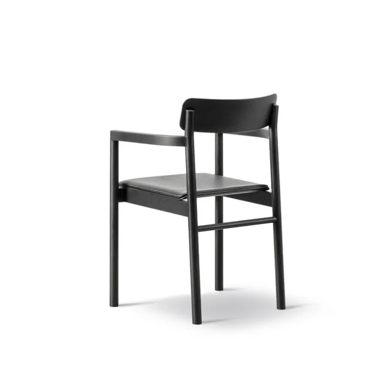 Fredericia Post armchair, black lacquered oak - black leather