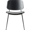 Fredericia Søborg chair 3061,  black steel base, black oak - black leather