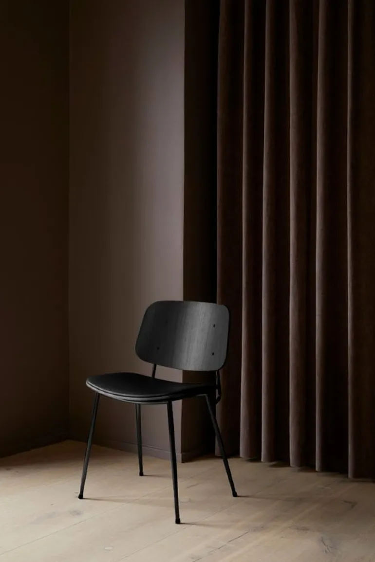 Fredericia Søborg chair 3061, black steel base, black oak - black leather