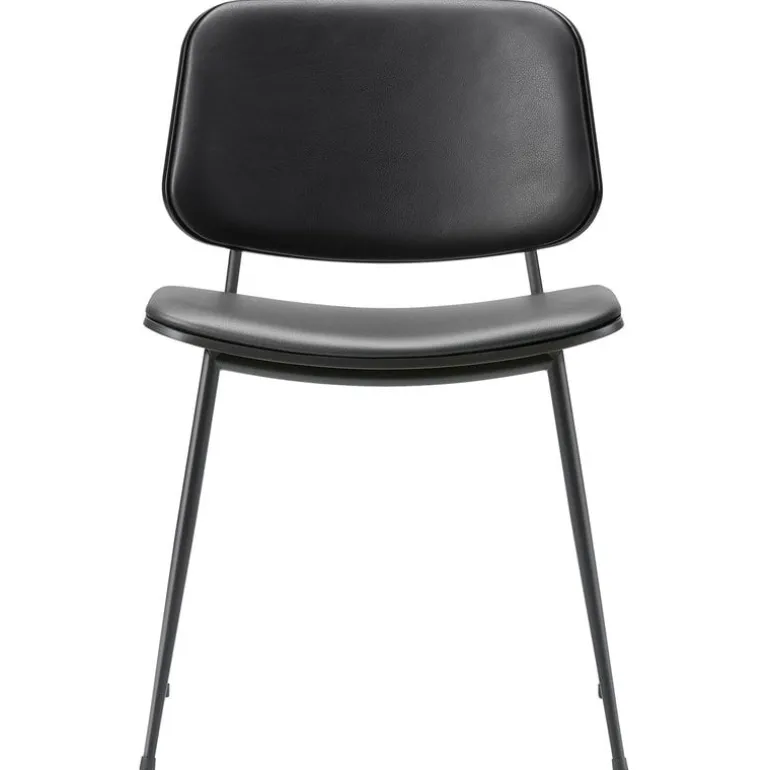 Fredericia Søborg chair 3062, black steel base, black oak - black leather