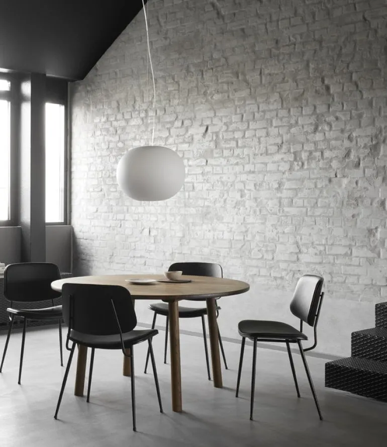 Fredericia Søborg chair 3062, black steel base, black oak - black leather