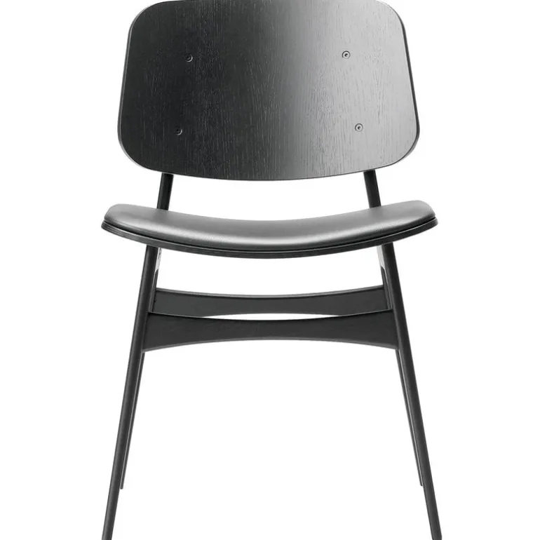 Fredericia Søborg chair 3051, wood base, black oak - black leather