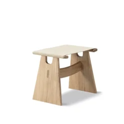 Fredericia Seto stool, black light oiled oak - natural canvas