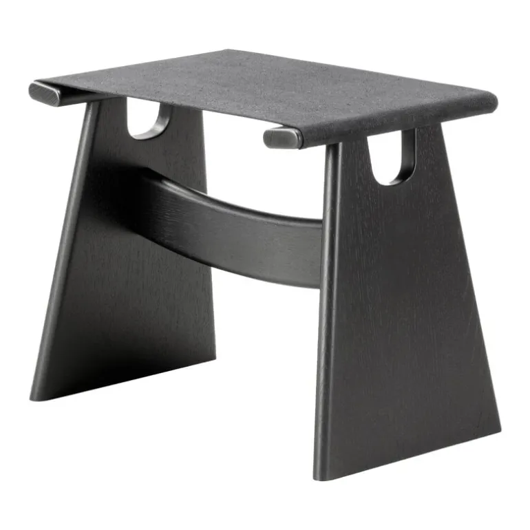 Fredericia Seto stool, black lacquered oak - black canvas