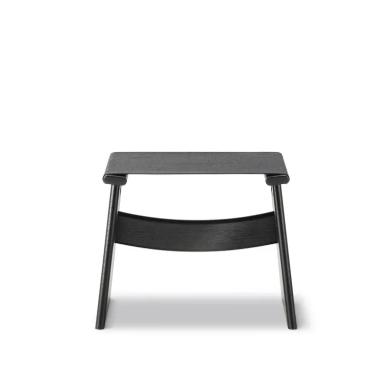 Fredericia Seto stool, black lacquered oak - black canvas