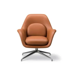 Fredericia Swoon Lounge Petit, swivel base, chrome - Omni 307