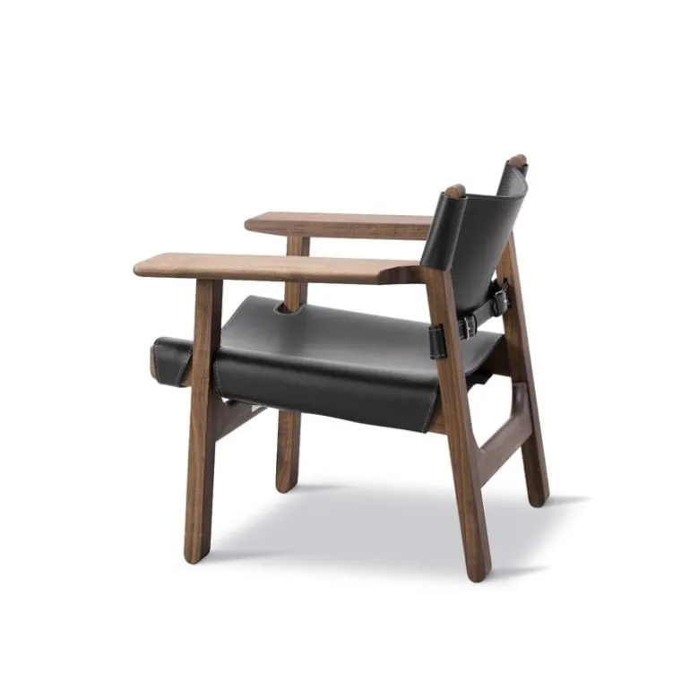 Fredericia The Spanish Chair, black leather - oiled walnut