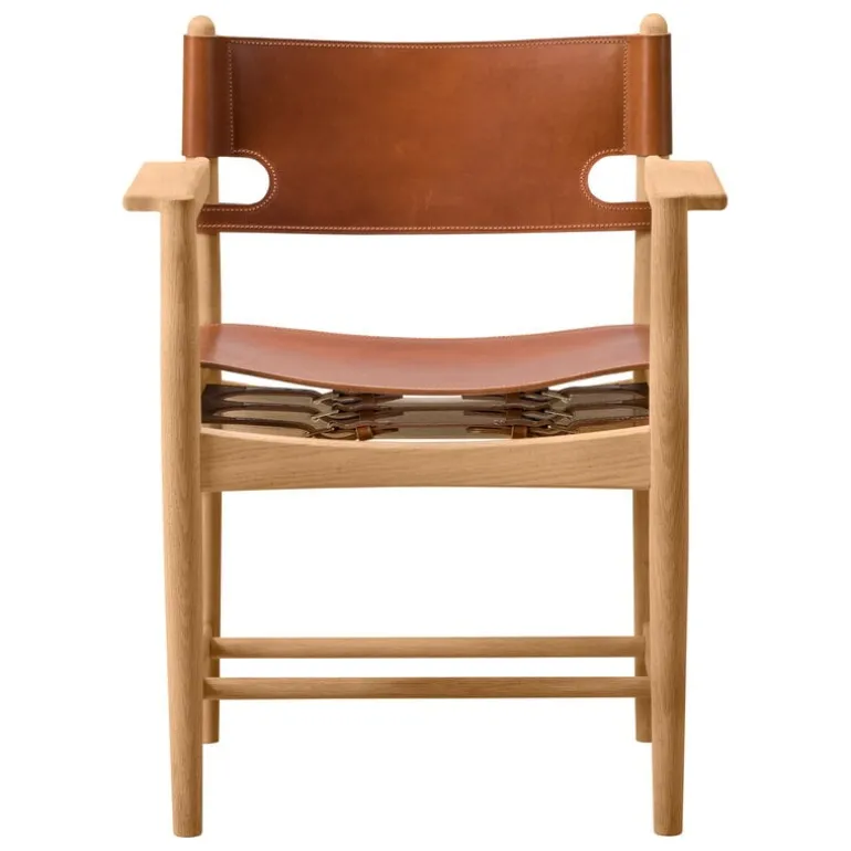 Fredericia The Spanish Dining Chair with armrests, cognac leather - oiled o