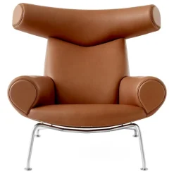 Fredericia Wegner Ox chair, brushed chrome - cognac leather