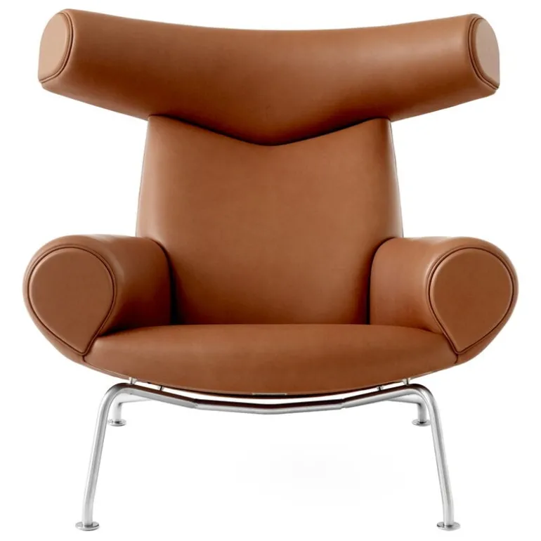 Fredericia Wegner Ox chair, brushed chrome - cognac leather