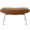 Fredericia Wegner Ox ottoman, brushed chrome - cognac leather