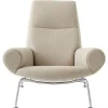Fredericia Wegner Queen lounge chair, brushed chrome - light beige