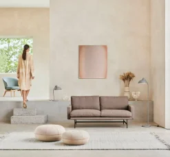 Fritz Hansen CM Pouf, small, light grey leather